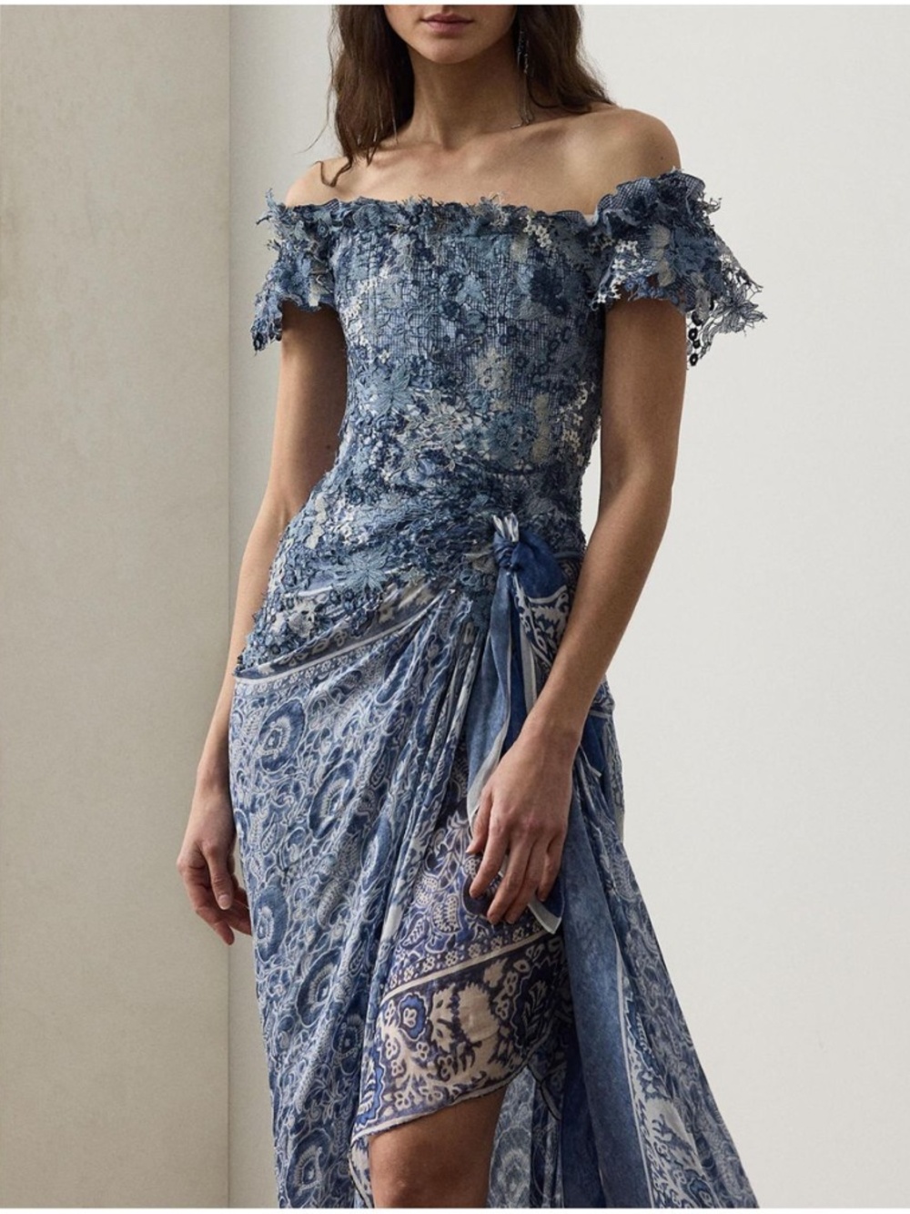 Ralph Lauren Blue Ivanna Lace Gown/Dress (SZ 12)